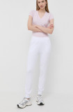 Armani Exchange pantaloni de trening culoarea alb, cu imprimeu