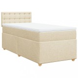 Cumpara ieftin Pat box spring cu saltea, crem, 100x200 cm, textil