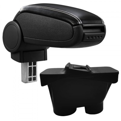 Cotieră pentru Peugeot 208 1 (03.2012-06.2019) negru piele ecologica cu cusatura alba () foto