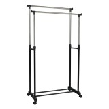 Cumpara ieftin Suport haine inox plastic negru Oliver 80x43x85-150 cm