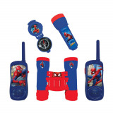 Set Walkie Talkies, binoclu si busola, Lexibook, raza de transmisie 120 m, Spiderman