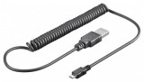 Cablu USB 2.0 A tata - micro USB, 1.5m, spiralat, Goobay