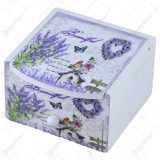 Cutie de bijuterii din lemn cu capac oglinda 9.5&times;10 CM &ndash; Lavender/Roaba decor