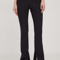 HUGO pantaloni femei, culoarea negru, mulată, high waist 50505373