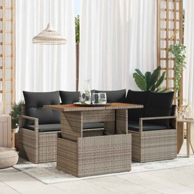 vidaXL Set de masă pentru grădină 5 pcs Gri și Brown 100 x 55 x 73 cm 3349705 foto
