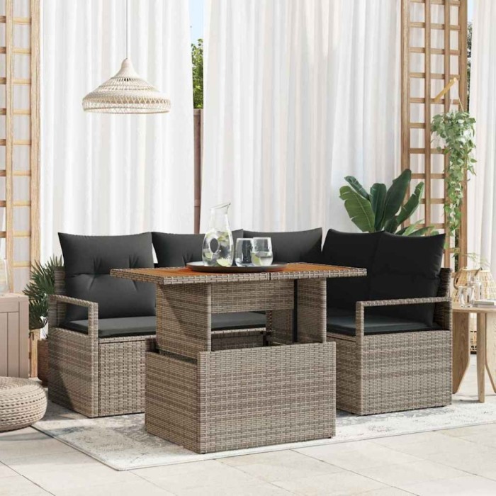 vidaXL Set de masă pentru grădină 5 pcs Gri și Brown 100 x 55 x 73 cm 3349705