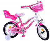 Bicicleta Volare Lovely pentru fete, culoare roz/alb, 14 inch, frana de mana fat PB Cod:1491