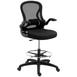 Scaun de birou reglabil &icirc;n &icirc;nălțime Vinsetto, cu suport pentru picioare, 59 cm x 65 cm x 122 cm, Negru | Aosom Romania