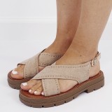 Cumpara ieftin Sandale bej taupe cu talpa groasa MO-22 M12