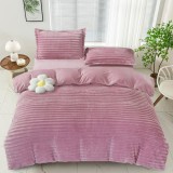 Cumpara ieftin Lenjerie de pat dublu cocolino,4 piese.cearceaf normal,dungi,lila-92681