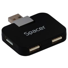 HUB extern SPACER, porturi USB: USB 2.0 x 4, conectare prin USB 2.0, cablu 1m, negru, &quot;SPH-316&quot; (timbru verde 0.8 lei)