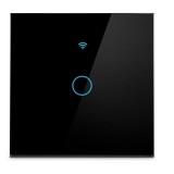 Intrerupator inteligent cu touch Tuya, Life Smart, Wi-Fi, RF433, cu sau fara nul, 1 canal, 10A, Sticla securizatat, Negru @SmartWiz smw39