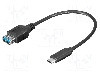 Cablu USB A soclu, USB C mufa, OTG, USB 3.0, lungime 0.2m, negru, Goobay - 67894