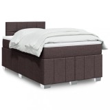 VidaXL Pat box spring cu saltea, maro &icirc;nchis, 120x190 cm, textil
