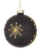 Set 8 globuri sticla neagra aurie Glimmer 10 cm