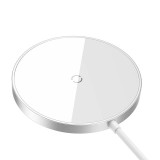 Baseus - Magnetic Wireless Charger Mini 3 (CCJJ040012) - Type-C, 15W, 2A, 115-205 kHz - Silver