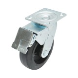 Roata pivotanta industriala 150x50 mm cu frana, cauciuc plin, 200 kg