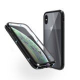 Husa magnetica 360&deg; pentru iPhone XS Max, Fashion Case, Aluminiu/Sticla, Negru