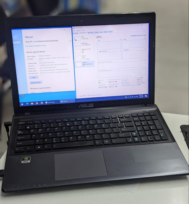 Laptop ASUS X55 Intel I3 nVidia GeForce 610 15.6&quot; Tastatura Numerica 6Gb ddr3