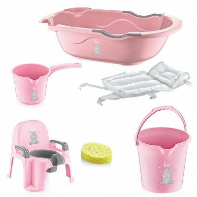 Set cadita de baie cu 6 piese babyjem bebe lux (culoare: roz) foto