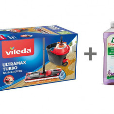 Set de curățare Vileda Ultramax TURBO mop + găleată + FROSCH gratuit