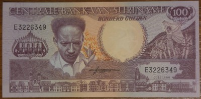 100 gulden 1986, Surinam, UNC foto
