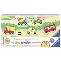 Primul Meu Puzzle Din Lemn Cu Vehicule, 5 Piese