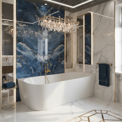 Cadă de colț acrilică Bellanto Slim 170 Dreapta foto