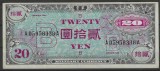 !!! RARR : JAPONIA , OCUPATIA ALIATA - 20 YEN (1945) - P 73 - XF+ / CEA DIN SCAN