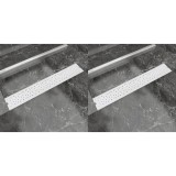 vidaXL Rigolă Duș Liniară 730x140mm Oțel Inoxidabil Bule, Set 2 Bucăți, Capacitate 40L/min, Inălțime Ajustabilă