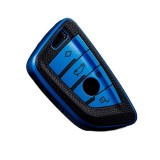 Husa Cheie Smartkey BMW 3/4 Butoane, Seria G, Tpu, Aspect Piele, Albastru