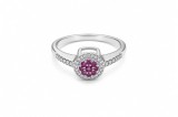 Cumpara ieftin Inel Argint 925 Fuchsia Blossom , Design Halo cu Cristale Roz E i PavA