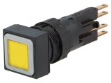 Comutator apăsare 16mm galbenă