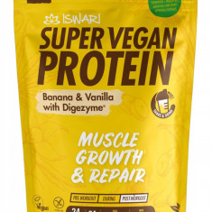 Proteina Super Vegan BIO(dupa efort) banane si vanilie cu DigeZyme(format mediu) Iswari