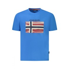 Napapijri Tricou din bumbac barbati, cu imprimeu cu logo, Regular Fit, Albastru deschis, M