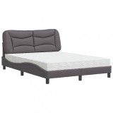 Cumpara ieftin Pat cu saltea, Hvar, gri, 120x200 cm, piele ecologica