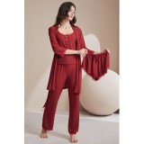 Cumpara ieftin Set Pijama de Dama 4 Piese, Rosu - ANI158