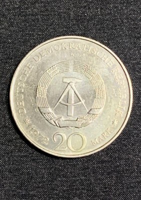 Moneda 20 mărci Germania DDR 1972 foto
