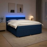 Cumpara ieftin Pat boxspring cu saltea albastru 180 x 200 cm Tesatura