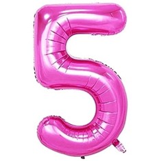 Balon din folie metalizata, Cifra 5, aniversare, 80 cm, Roz