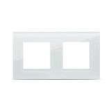 Ramă sticlă 2 posturi Pulsar Touch NS Alb 4mm design minimalist pentru interior modern, ramă &icirc;ncastrată premium compatibilă cu mecanisme modulare