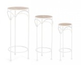 Cumpara ieftin Set 3 suporturi flori otel alb mdf natur Guenda 30x70 cm; 25x60 cm; 20x50 cm