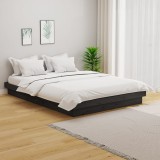 VidaXL Cadru de pat dublu 4FT6, gri, 135x190 cm, lemn masiv