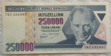 Cumpara ieftin Bancnota 250000 LIRE - TURCIA, anul 1970 *cod 919 = UNC