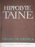 Pagini De Critica - H. Taine ,304003, 1964
