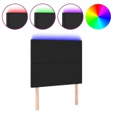 Cumpara ieftin Tablie de pat cu LED, negru, 80x5x118/128 cm, piele ecologica