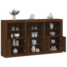 vidaXL Servantă cu lumini LED, stejar maro, 181,5x37x100 cm 3209183