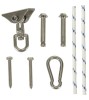 Kit Montaj Leagan Hamac: Carlig Rotativ 360&deg;, Carabina, Franghie, Suruburi - Fixare Tavan/Copac, Otel Inoxidabil, Sarcina Max 300kg, KIK