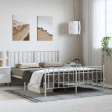 VidaXL Cadru pat metalic cu tăblie de cap/picioare&nbsp;, alb, 150x200 cm