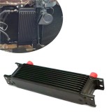 Radiator universal de ulei din aluminiu, 10 randuri, pentru motor si transmisie, 330 x 50 x 70 mm, -AN10 37 , negru